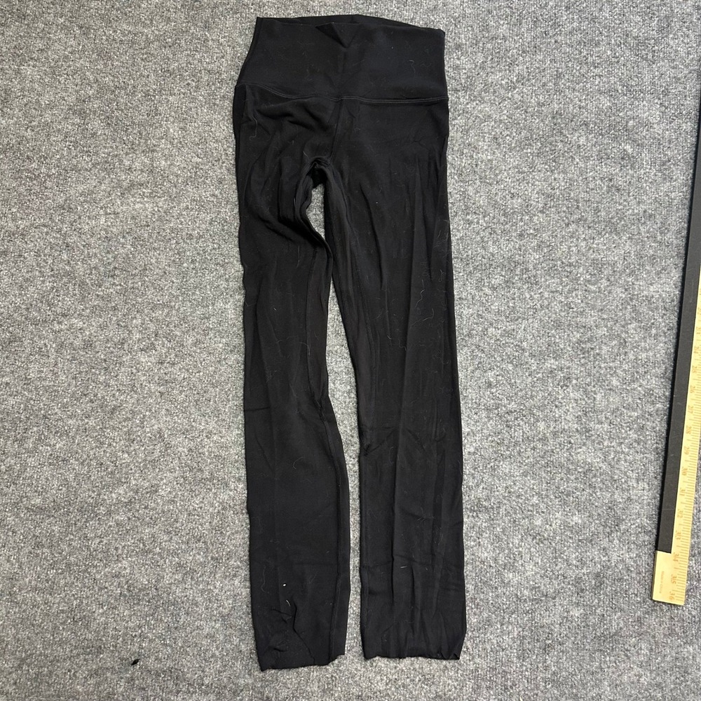 Lululemon Leggings Womens Size 4 Black High Waisted Athletic Yoga Ripped Hem